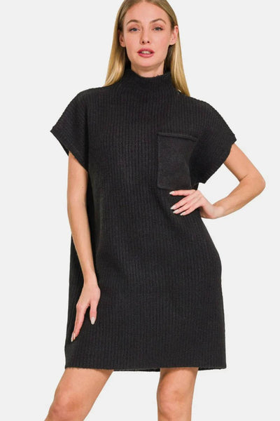Zenana Short Sleeve Sweater Mini Dress - Ebony's Shopping