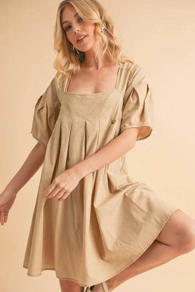 Aemi + Co Square Neck Babydoll Dress with Pockets - Ebony's Shopping