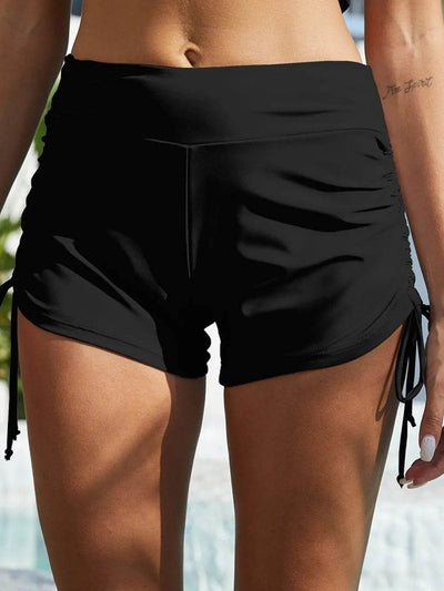 FAM-FAM Drawstring Mid-Rise Waist Swim Shorts - Ebony's Shopping