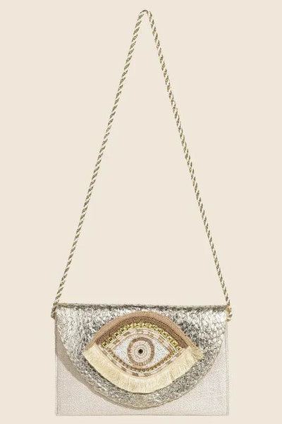 Fame Boho Beaded Eye Pattern Envelope Bag - Ebony's Shopping