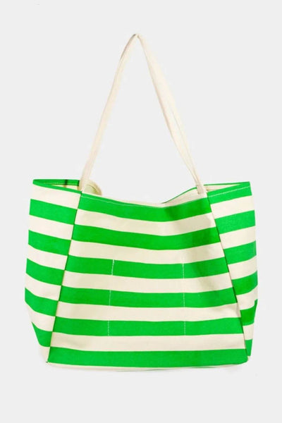 Fame Bright Color Stripe Tote Bag - Ebony's Shopping