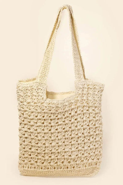 Fame Intricate Straw Knit Tote Bag - Ebony's Shopping