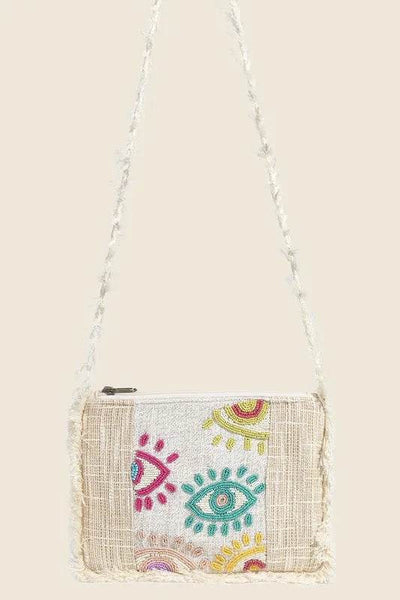 Fame Seed Beaded Eye Pattern Crossbody Bag - Ebony's Shopping