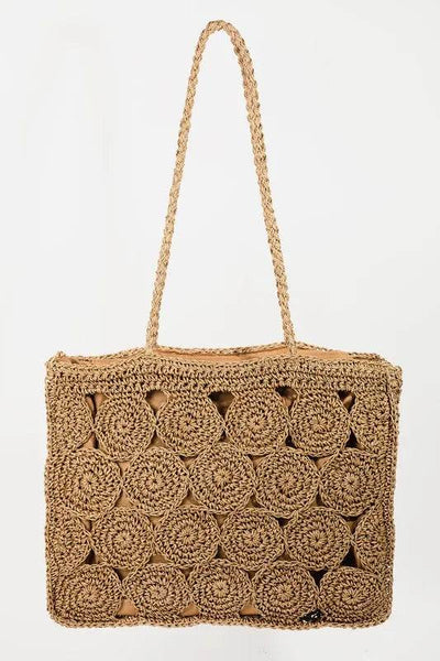 Fame Square Braided Pattern Tote Bag - Ebony's Shopping