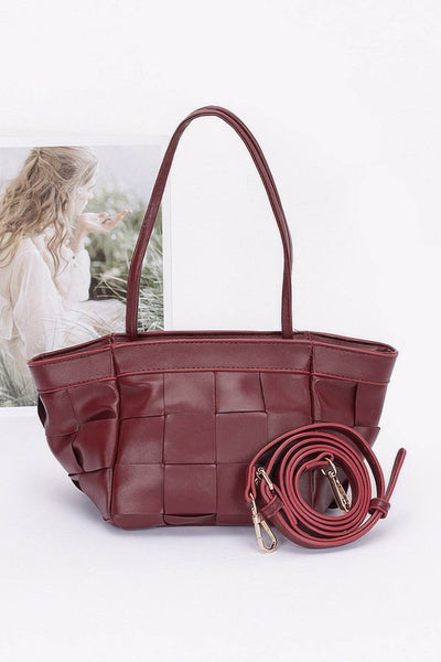 Faux Leather Braided Tote Bag - Ebony's Shopping