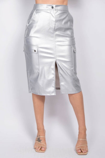 Faux Leather High-rise Cargo Skirt - Ebony's Shopping