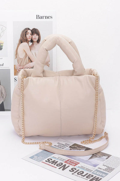 Faux Leather Padded Tote Bag - Ebony's Shopping