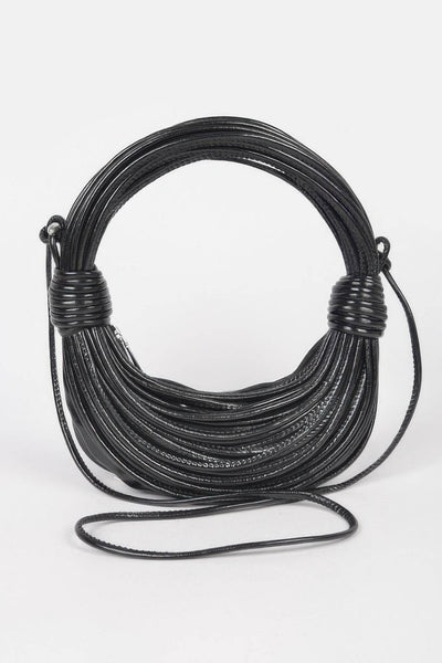 Faux Leather Rope Hobo Bag - Ebony's Shopping
