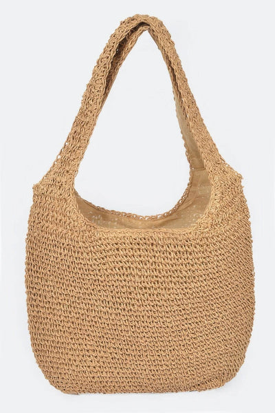 Faux Straw Hobo Bag - Ebony's Shopping
