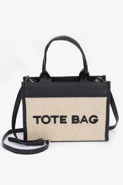 Faux Straw Tote Bag - Ebony's Shopping