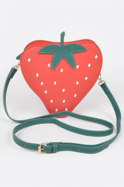 Faux Suede Strawberry Novelty Bag - Ebony's Shopping