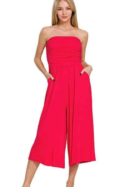 Zenana Double Layered Strapless Tube Top Jumpsuit - Ebony's Shopping