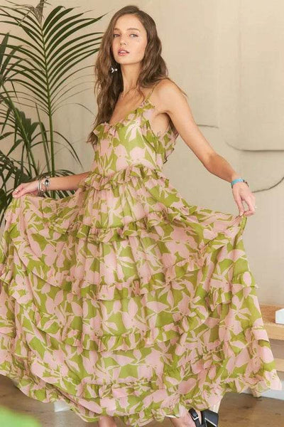 ADORA Ruffled Tiered Scoop Neck Cami Dress - Ebony's Shopping