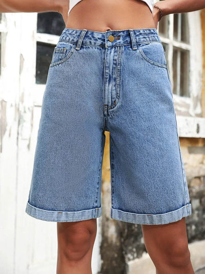 High Waist Denim Shorts - Ebony's Shopping
