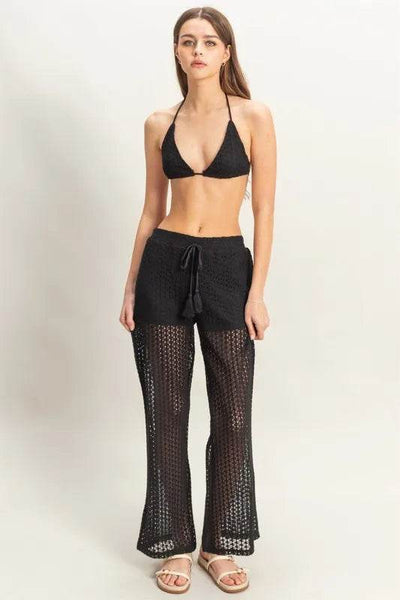 HYFVE Crochet Bra and Drawstring Pants Set - Ebony's Shopping