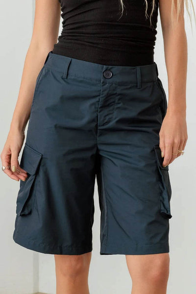 Le Lis Navy Cargo Bermuda Shorts - Ebony's Shopping