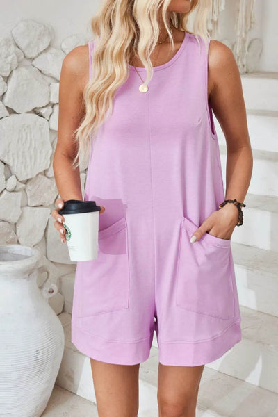 Lovelet Round Neck Sleeveless Romper - Ebony's Shopping