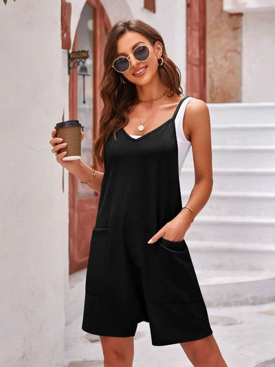 Lovelet Spaghetti Strap Romper with Pockets - Ebony's Shopping