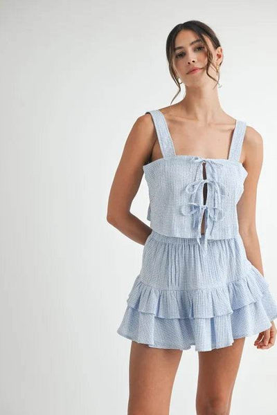 MABLE Gingham Plaid Crop Top and Mini Skirt Set - Ebony's Shopping