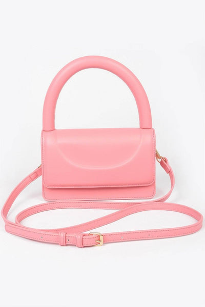 Metallic Faux Leather Top Handle Clutch - Ebony's Shopping