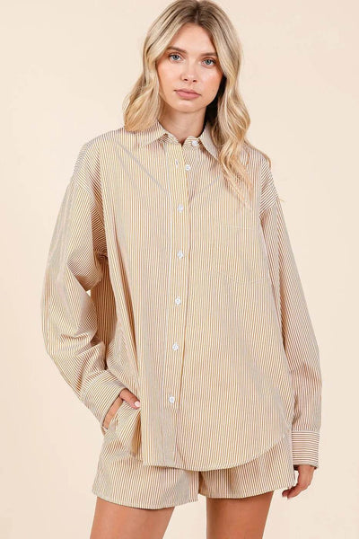 Mittoshop Striped Shirt and Shorts Set - Ebony's Shopping