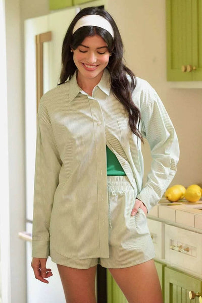 Mittoshop Striped Shirt and Shorts Set - Ebony's Shopping