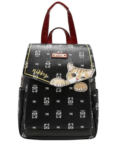 Nicole Lee USA Cat Eco-Leather Convertible Backpack Bag - Ebony's Shopping
