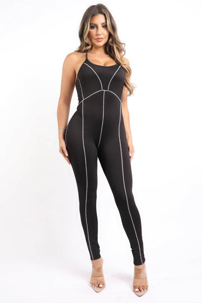 Overlock Line Jumpsuit - Ebony's Shopping