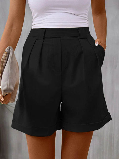 Perfee Pocketed Mid-Rise Waist Shorts - Ebony's Shopping