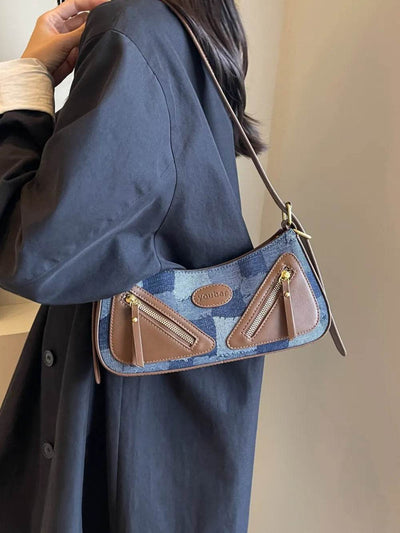 Plaid Adjustable Strap Shoulder Bag - Ebony's Shopping