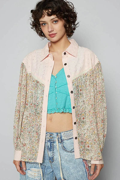 POL Floral Print Button-Up Shirt - Ebony's Shopping