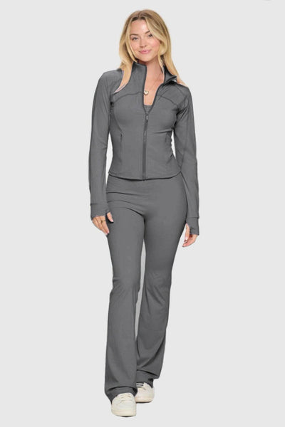 Premium Yoga Jacket W/jumpsuit Set - Ebony's Shopping