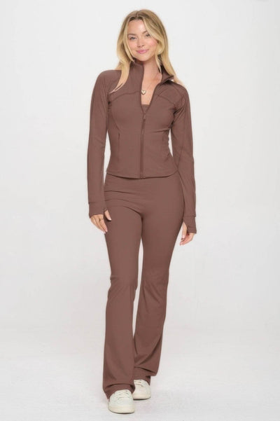 Premium Yoga Jacket W/jumpsuit Set - Ebony's Shopping