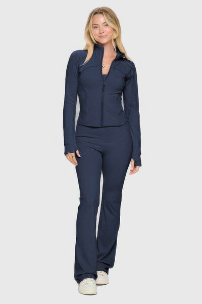 Premium Yoga Jacket W/jumpsuit Set - Ebony's Shopping