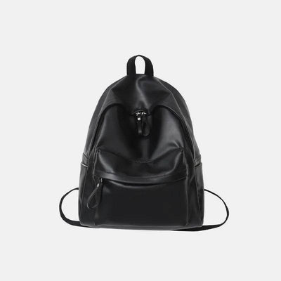 PU Leather Zip Backpack Bag - Ebony's Shopping