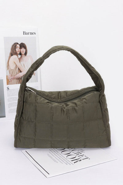 Quilted Nylon Shoulder Bag - Ebony's Shopping
