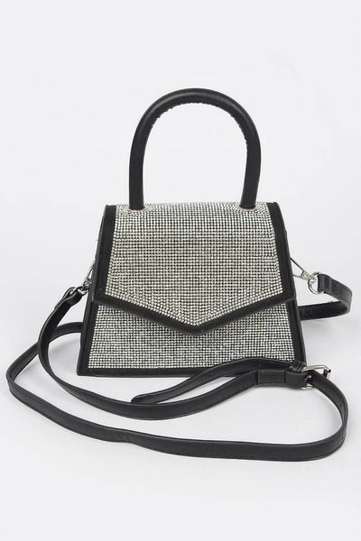 Rhinestone Top Handle Crossbody Bag - Ebony's Shopping