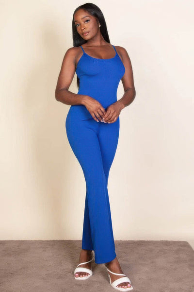 Ribbed sleeveless wide leg jumpsuit - Ebony's Shopping