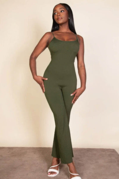 Ribbed sleeveless wide leg jumpsuit - Ebony's Shopping