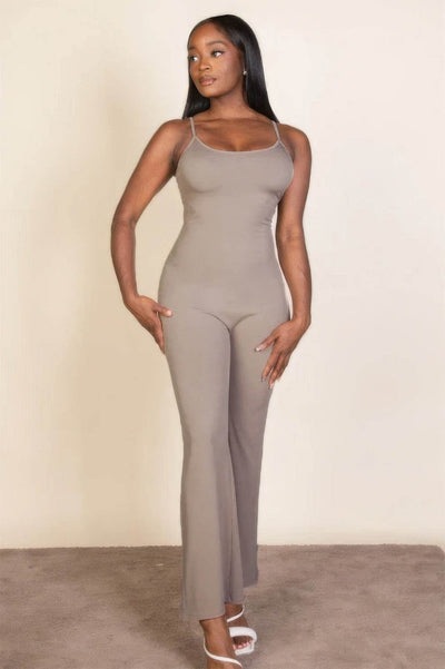 Ribbed sleeveless wide leg jumpsuit - Ebony's Shopping