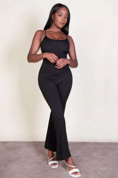 Ribbed sleeveless wide leg jumpsuit - Ebony's Shopping