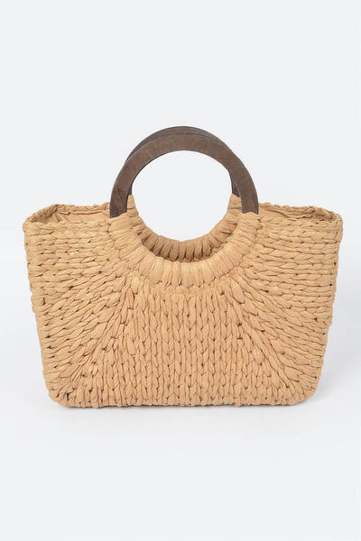 Round Handle Straw Tote Bag - Ebony's Shopping