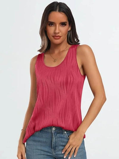 Round Neck Wide Strap Tank - Ebony's Shopping