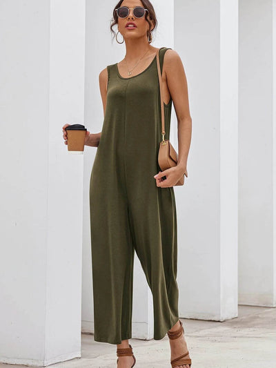Sleeveless Wide Leg Casual Jumpsuit - Ebony's Shopping