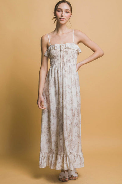Smocked Floral Maxi Dress - Ebony's Shopping