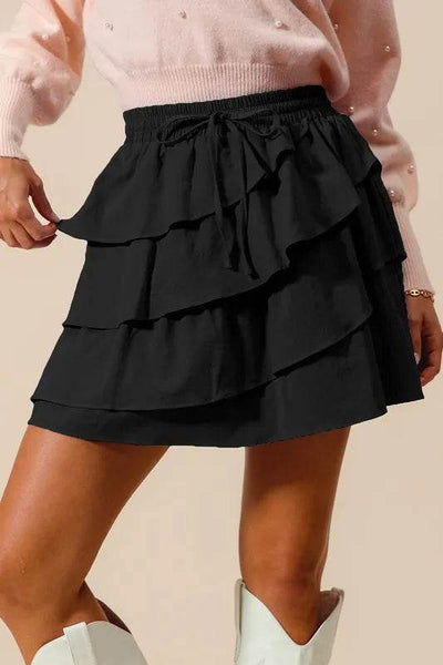 SO ME Asymmetrical Ruffled Game Day Skirt - Ebony's Shopping