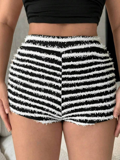 Striped High Waist Shorts - Ebony's Shopping