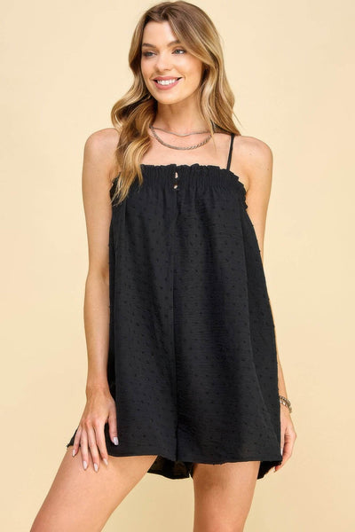 Swiss Dot Woven Romper - Ebony's Shopping