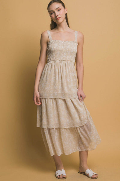 Tiered Midi Floral Dress - Ebony's Shopping