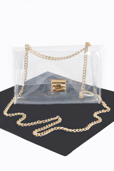 Transparent Chain Crossbody Bag - Ebony's Shopping